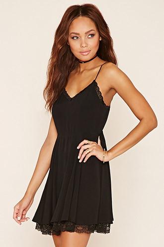 Forever21 Women's  Lace-trim Mini Dress