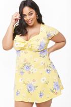 Forever21 Plus Size Floral Tie-front Skater Dress
