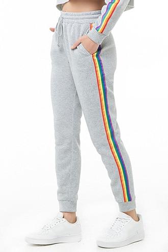 Forever21 Rainbow-trim Fleece Joggers