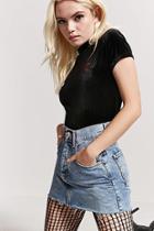 Forever21 Rose Embroidered Velvet Top