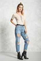 Forever21 Distressed Straight Leg Jeans