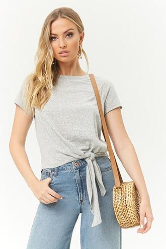 Forever21 Tie-hem Slub Knit Tee
