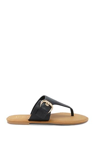 Forever21 Faux Leather Thong Buckle Sandals