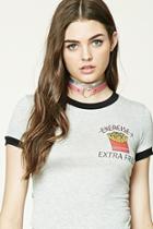 Forever21 Women's  Extra Fries Graphic Ringer Tee