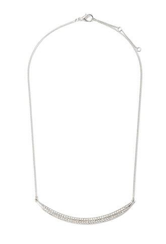 Forever21 Rhinestone Curved Bar Necklace (silver/clear)