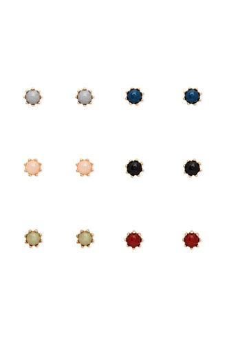 Forever21 Gold Faux Stone Stud Earring Set