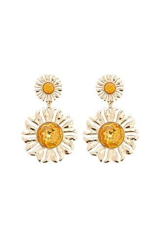 Forever21 Floral Faux Gem Tiered Drop Earrings