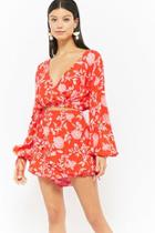 Forever21 Selfie Leslie Floral Lantern-sleeve Top
