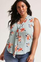 Forever21 Plus Size Self-tie Floral Top