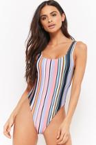 Forever21 Multicolor Striped One-piece Swimsuit