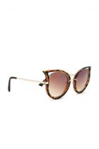 Forever21 Brown & Gold Cutout Cat Eye Sunglasses