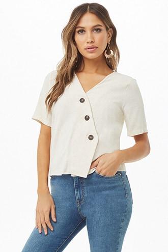 Forever21 Asymmetrical Button-front Top