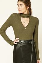 Forever21 Marled Cutout-front Top