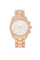 Forever21 Rose Gold & Clear Rhinestone Chronograph Watch