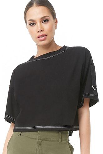 Forever21 Contrast-stitched D-ring Tee