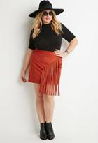Forever21 Plus Fringed Faux Suede Skirt