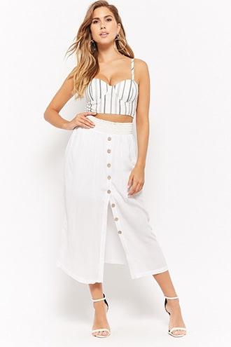 Forever21 Smocked Button-front Skirt