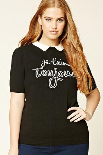 Forever21 Plus Women's  Plus Size Je Taime Graphic Top