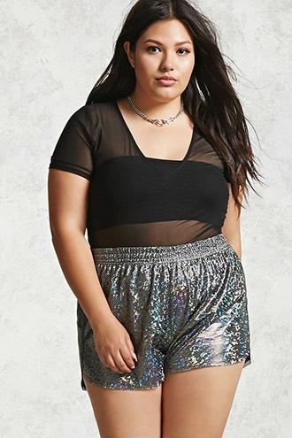 Forever21 Plus Size Iridescent Mesh Shorts
