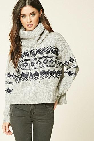 Forever21 Women's Zigzag Cowl-neck Sweater