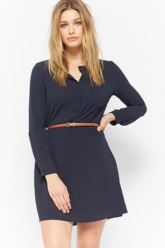 Forever21 Crepe Popover Shirt Dress