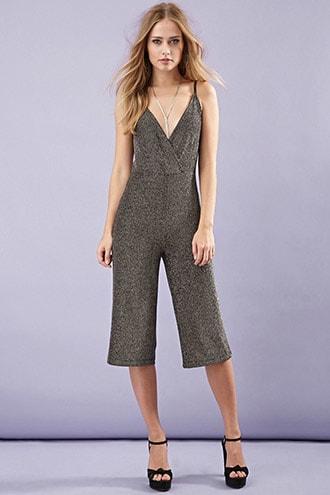 Forever21 Glitter Knit Culottes Jumpsuit