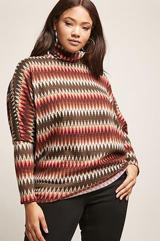 Forever21 Plus Size Abstract Print Turtleneck Top