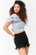 Forever21 Flounce-sleeve Floral Crop Top