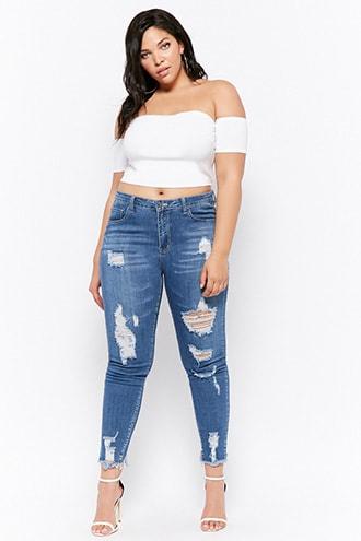 Forever21 Plus Size 12x12 Distressed Skinny Jeans