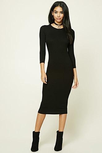 Forever21 Women's  Longline Ribbed Knit Dress