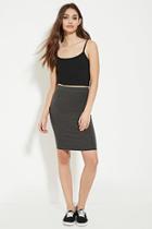Forever21 Women's  Charcoal Heather Cotton-blend Pencil Skirt