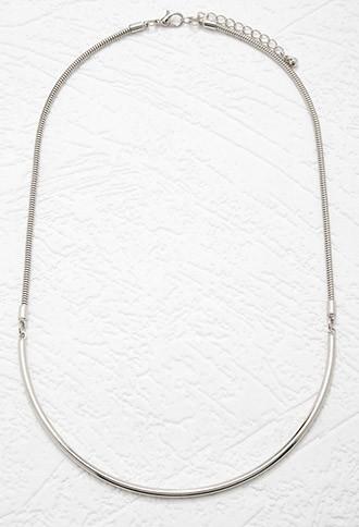 Forever21 Curve Pendant Necklace (silver)