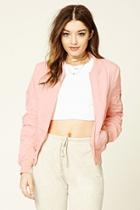 Forever21 Women's  Blush Quilted Bomber Jacket