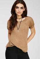 Forever21 Cuffed-sleeve Linen Tee