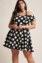 Forever21 Plus Size Polka Dot Open Shoulder Flare Dress
