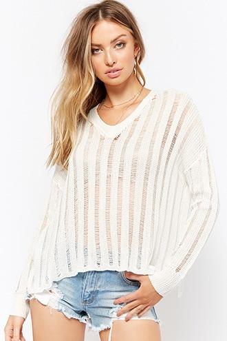 Forever21 Sheer Distressed Sweater