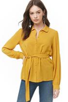 Forever21 Belted Button-front Shirt