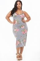 Forever21 Plus Size Floral Print Striped Midi Dress