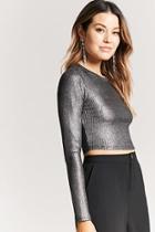 Forever21 Metallic Ribbed Knit Crop Top