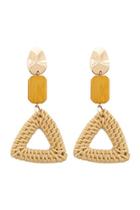 Forever21 Tiered Rattan & Wooden Drop Earrings