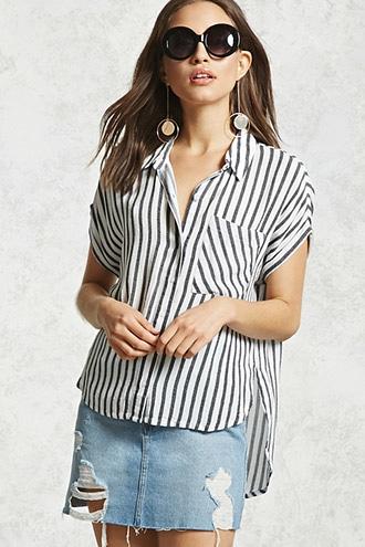Forever21 Oversized Striped Shirt
