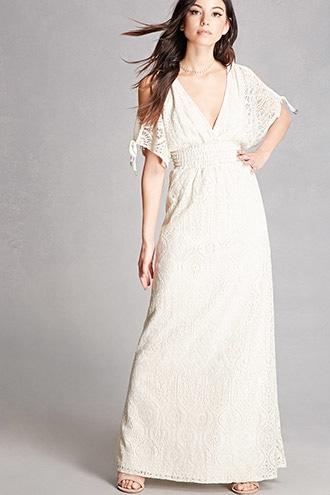 Forever21 Lace Open-shoulder Maxi Dress