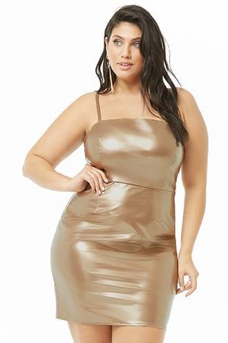 Forever21 Plus Size Metallic Faux Patent Leather Shift Dress
