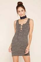 Forever21 Women's  Charcoal Lace-up Bodycon Dress