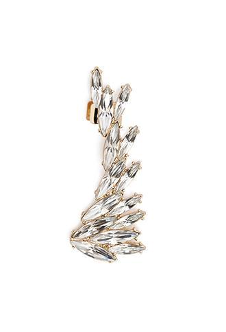 Forever21 Clustered Rhinestone Ear Cuff Gold/clear One Size