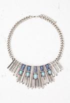 Forever21 Faux Stone Bib Necklace (b.silver/blue)