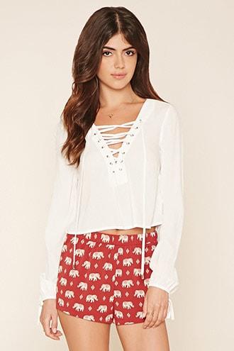 Forever21 Elephant Print Crepe Shorts