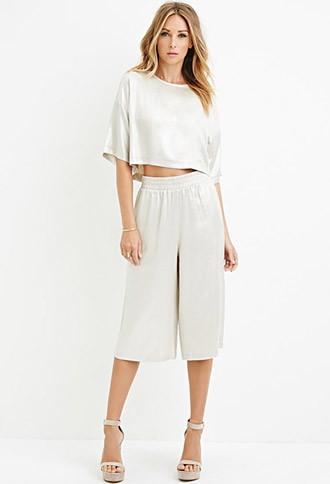 Love21 Textured Metallic Culottes