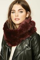 Forever21 Burgundy Faux Fur Infinity Scarf