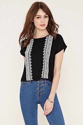 Forever21 Women's  Embroidered Top